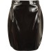 New Womens Pvc Pu Wet Look Shiny Zip Back Short Ladies Flared Mini Length Skirt - Black - 8