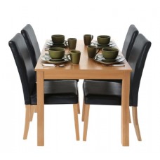 Premier Housewares 5-piece Dining Table And Chair Set, Oak/ Black