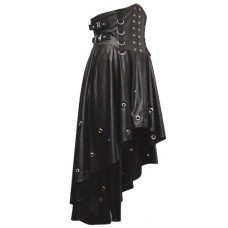 Dark Star Stretch Pvc/coated Bodice-skirt With Train & Eyelets Ds/dr/7053 Black/bronze, Free Size/8 10 12*