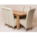 Hampton Solid Oak 120 Cm - 160 Cm Extending Dining Table & 6 Ivory Montana Dining Chairs
