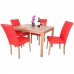 Oakden 5 Pcs Oak Dining Table And 4 X Faux Leather High Back Chair Set Wood (red)