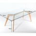 Charles Jacobs Extra Large Dining Table With Solid Wood Oak Legs And Clear Glass Top For 6-8 Seats - Premium Quality Chelsea Range Furniture