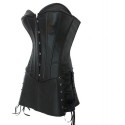 Sexy Black Faux Leather Corset & Skirt Basque (x Large, Black)