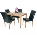 Oakden 5 Pcs Oak Dining Table And 4 X Faux Leather High Back Chair Set Wood (black)