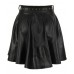 Ladies Flared Pleated Skater Faux Leather Wet Look Pvc Pu Skirt Stud Belt Party