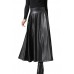 Zeagoo Women Winter Synthetic Leather High Waist Midi Maxi Long Skirt (medium, Long Black)
