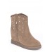 Womens Diamante Studded Hidden Wedge Ankle Boots Ladies (uk 4 - Eu 37 - Camel)