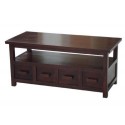 Homescapes Mangat Coffee Table Cum Tv Unit, 100% Mango Wood Furniture, Walnut Shade. 110 X 50 X 50 Cm