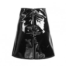 Black Faux Leather Basque Biker Girl Corset Top + Skirt Set Uk(14-16) 2xl