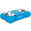 Hing Designs The Bone Bowl With Non Slip Rubber Feet And Dishwasher Safe Removable Stainless Steel Bowls, Blue