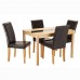 Ashford Dining Table - Oak With Black Glass Strip - With 4 Black Faux Leather Chairs