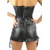 Sexy Black Faux Leather Shiny Corset & Skirt Basque (uk Size 20)