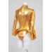 Shiny Metallic Long Sleeve High Neck Leotard Skirt With Gold (ar04) Men Size L (japan Import)