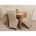 Oslo Solid Oak Square (90 Cm X 90 Cm) Dining Table & 4 Ivory Lola Leather Chairs