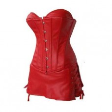 Sexy Goth Punk Faux Leather Corset Bustier Top Skirt/mini Dress Plus Size (uk(16-18) 3xl, Red)