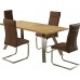 Centurion Supports Caspian Italian-styled Solid Oak Dining Table With Brown Leather High-back Dining Chairs (dining Table With 4-dining Chairs)