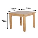 Oseasons 90 Cm Solid Oak 4 Seater Square Dining Table