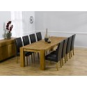Venice Solid Oak Furniture Extending Xl Dining Table With 8 Rustique Chairs Set