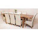 Farmhouse Rustic Solid Oak 200 X 90 X 78 Cm Extending Dining Table & 8 Ivory Montana Chairs