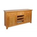 Oak Furniture - Oak Wine Rack - Single Wine Rack With 3 Drawers, 2 Cupboards, 3 Rack Tiers For Up To 15 Wine Bottles - Sherwood Oak - This Luxury Oak Dining Room Furniture Is Handmade From American White Oak By Klein Haus. This Product Comes With Stylish 