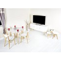 Scandinavian Retro White Dining Table And Chairs With Solid Oak Legs (dining Table)