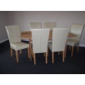 Hgg 7pc Oak Veneer Dining Table Set Including 6 X Butterfly Designer Cream Dining Chairs (ref-701tjucr)
