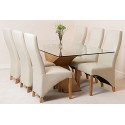 Valencia Large Oak Dining Table & 6 Or 8 Lola Leather Chairs (available In 4 Colours) (ivory, Table & 6 Chairs)