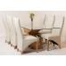 Valencia Large Oak Dining Table & 6 Or 8 Lola Leather Chairs (available In 4 Colours) (ivory, Table & 6 Chairs)