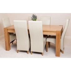 Kuba Solid Oak 180 X 90 X 78 Cm Dining Room Kitchen Table & 6 Lola Leather Chairs