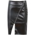 Black Pvc Asymmetric Zip Trim Pencil Skirt - Sz - 8