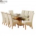 1home Glass Top Oak Cross Base Dining Table W/ 6 8 Leather Chairs Room Furniture 200cm (table With 8 Chairs)