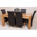 Kuba Solid Oak 180 X 90 X 78 Cm Dining Room Kitchen Table & 6 Brown Montana Leather Chairs