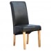 6 X 1home Leather Black Dining Chair W Oak Finish Wood Legs Roll Top High Back