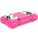 Hing Designs The Bone Bowl With Non Slip Rubber Feet And Dishwasher Safe Removable Stainless Steel Bowls, Pink