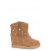 Womens Diamante Studded Hidden Wedge Ankle Boots Ladies (uk 4 - Eu 37 - Camel)