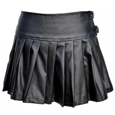 Dark Star Pleated Pvc Skirt (zip & Pvc Strap/buckle Fastening) Ds/sk/5451 (black, One Size/10 12 14*)