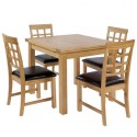 Hudson Extending Dining Table - Solid Oak & Faux Leather - W 90 X D 90 X H 76cm