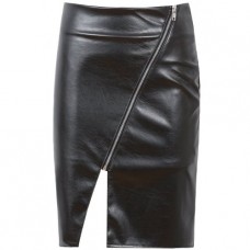 Lovarni Pvc Asymmetric Zip Detailed Skirt Black Black Uk12