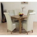 Oslo Oak Dining Table & 4 Ivory Montana Leather Chairs