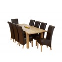 1home 100% Solid Oak Double Extending Dining Table Set Extend 180cm To 225cm To 270cm (table With 8 Chairs)