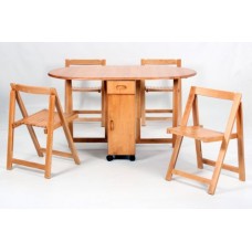 Hgg 5pc Drop Leaf Kitchen Dining Table Set With 4 X Folding Dining Chairs - Oak