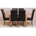 Hermosa Windsor Extendable Dining Table And 6 Washington Chairs With Lacquer Finish, Solid Oak/leather, Black, Small, 120 X 80 X 76 Cm