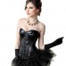 Muka Vintage Fashion Pvc Faux Leather Boned Corset Bustier With G-string - S