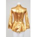 Shiny Metallic Long Sleeve High Neck Leotard Skirt With Gold (ar04) Men Size L (japan Import)