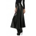 Zeagoo Women Winter Synthetic Leather High Waist Midi Maxi Long Skirt (medium, Long Black)