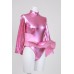 Shiny Metallic High-necked Long-sleeved Leotard With Skirt Pink (ar04) Colossal 100kg Size (japan Import)