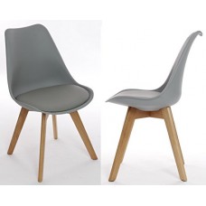 Charles Jacobs Dining/office Chair X2 (pair) In Grey With Solid Wood Oak Legs, New 2015 Cushioned Contemporary Design For Extra Comfort, Modern Lounge Furniture