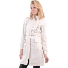 Long Faux Leather Trench Coatcream Uk 14 - Eu 42