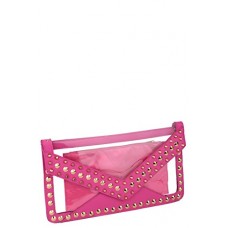 Studded Pvc Envelope Clutch Bag Rose