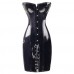 Bslingerie Womens Lace Up Back Shiny Pvc Corset Dress With Mathing Thong Black Size: Uk 12-14 (l)